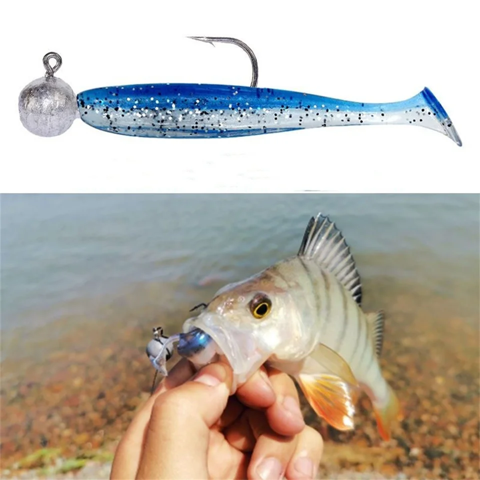 Mukun 20pcs 5cm/5,5 cm/6cm/6,5 cm/7cm t Schwanz Wrom Angeln lockt Weich köder Kunst köder Tackle Jerkbaits Hecht Bass – Detail 1
