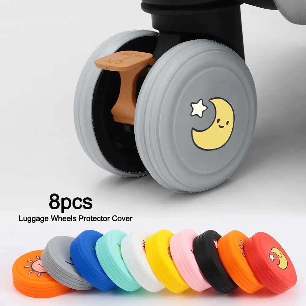 

8 шт., силиконовые защитные колеса для багажа, противоскользящие, уменьшающие шум, чемоданы, защитные кольца для колес, уменьшающие износу колес