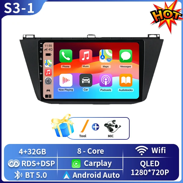 Android 16 Carplay Auto Radio Voor Volkswagen Tiguan 2 Mk 2016 2017 2018 2019 Multimedia Video Player Navigatie GPS stereo