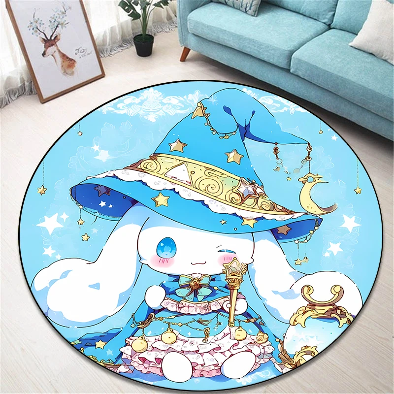 

Sanrio Printed Cartoon Round Carpet for kids Living Room Rugs Camping Picnic Mats Flannel Anti-Slip Rug Yoga Mat Gifts