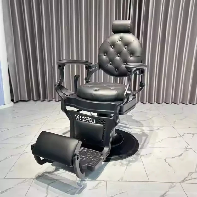 Antique Style Red Silver Barber Shop Hair Styling Chair Salon Barber Chair For Sale