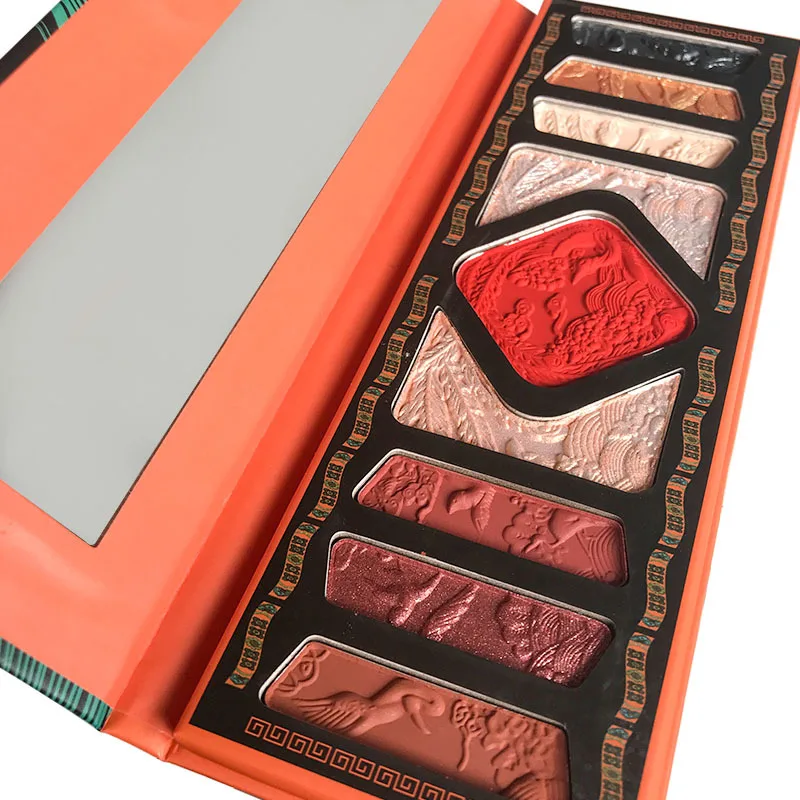 9 ألوان منقوشة ظلال العيون لوحة متعددة الوظائف ماتي ماكياج عالي اللمعان الكنتوري أحمر الخدود قطعة واحدة العلامة التجارية الصينية عينيه