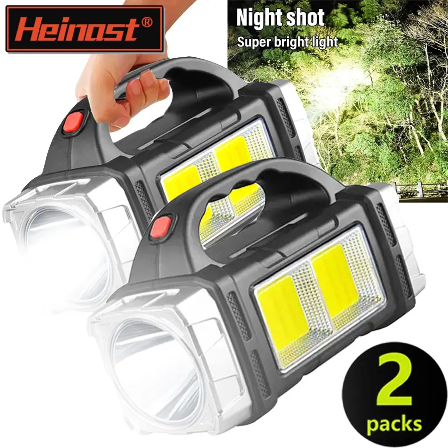 New Upgrade Rechargeable High Power Solar LED COB Flashlight With Power Bank Waterproof Multifunctional Hand Lamp For Outdoor