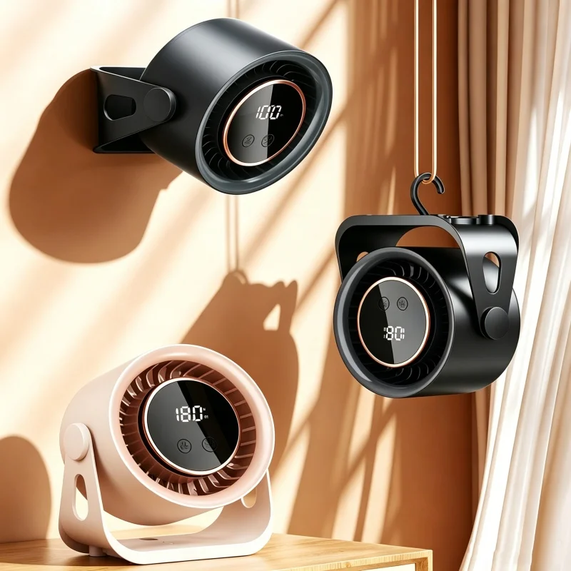 New USB Rechargeable Electric Fan Wireless Portable Home Quiet Fan Air Circulation Cooler Desktop Wall-Mounted Electric Fans