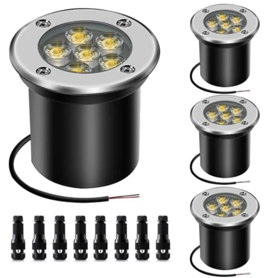 

Low Voltage Landscape Light Outdoor In-Ground Well Lights with Connectors 6W 12V-24V IP67 Waterproof LED Landscape Lighting for