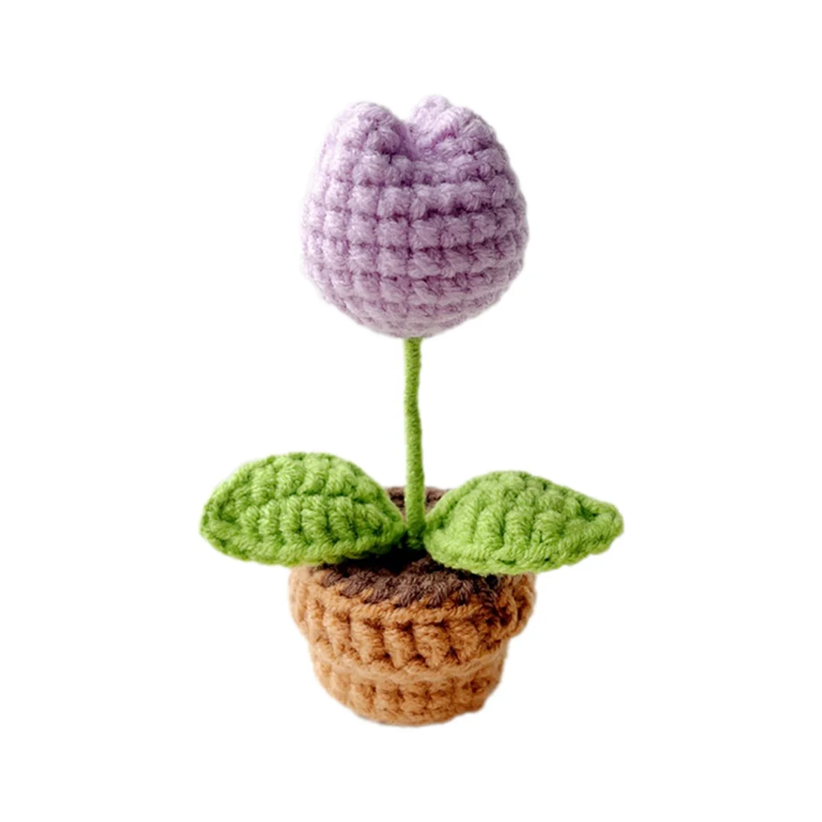 G Hand-Knitted Flowers Potted Crochet Artificial Plants Finished Woven Gift