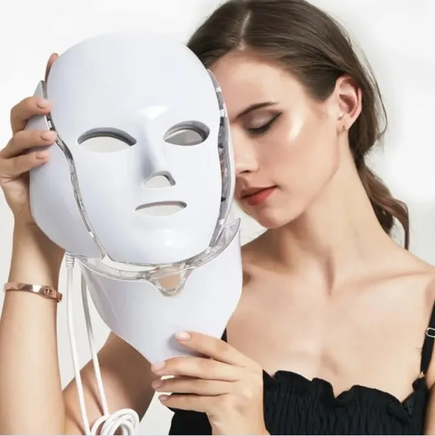 Great Sale Home Face SPA Tightens Skin Reduces Wrinkles Brightens Tone LED Beauty Photon Rejuvenation With Neck 7 colors Mask