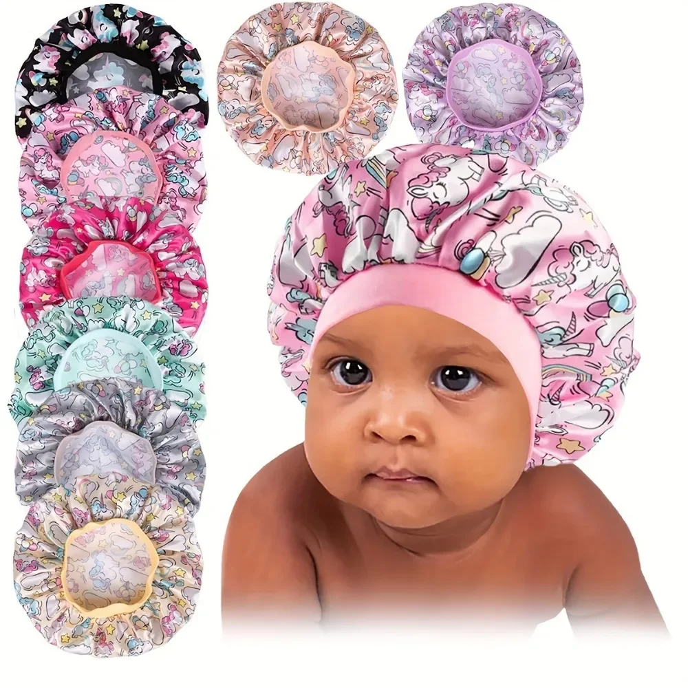 2Pcs Infant Soft Stretch Hair Hat - Comfortable, Breathable and Adjustable Sleeping Cap, Perfect for Travel and Daily Wear