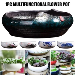 Chinese Pottery Ceramic Vase Multi-Purpose Pots For Plants Flowerpot Porcelain Gardening Desktop Potted Plants Home Decoration