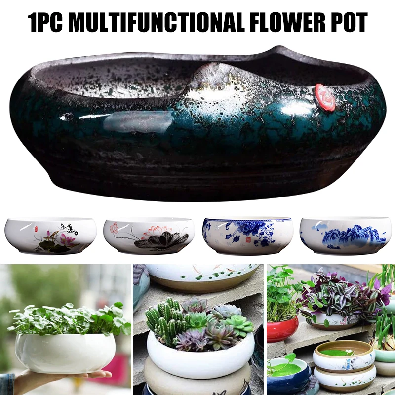 Chinese Pottery Ceramic Vase Multi-Purpose Pots For Plants Flowerpot Porcelain Gardening Desktop Potted Plants Home Decoration