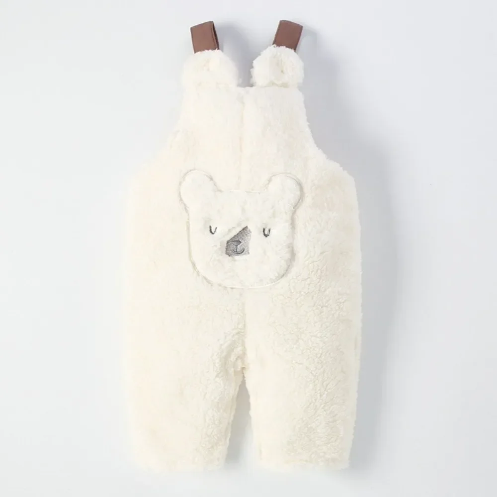 Baby Plush Warm Winter Loose Bodysuits Toddler Kids Babys Girls Boys Cute Bear Fleece Suspender Pants Overalls Warm Solid Romper