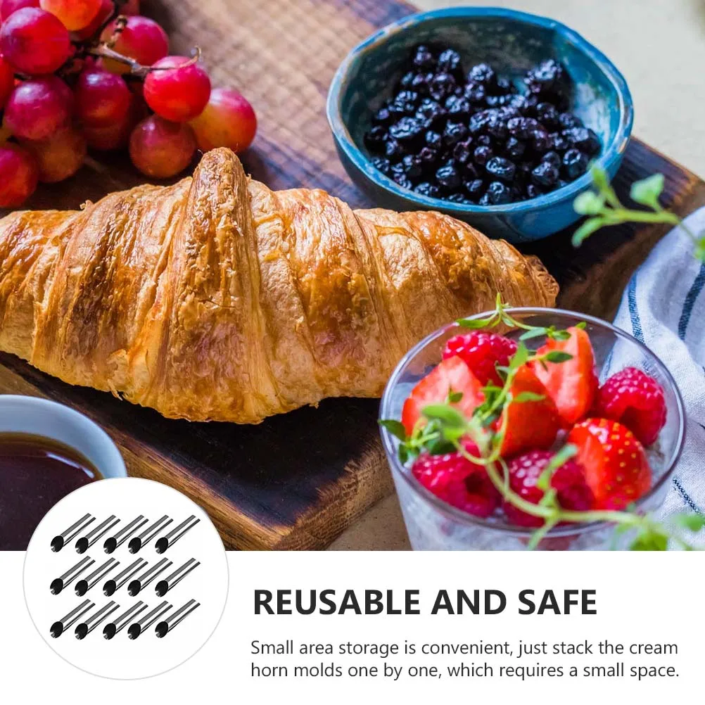 

15Pcs Stainless Steel Croissant Roll Molds Cannoli Tubes for Hollow Bread Pastry Baking Cannoli Molds Stainless Steel Bread Mold