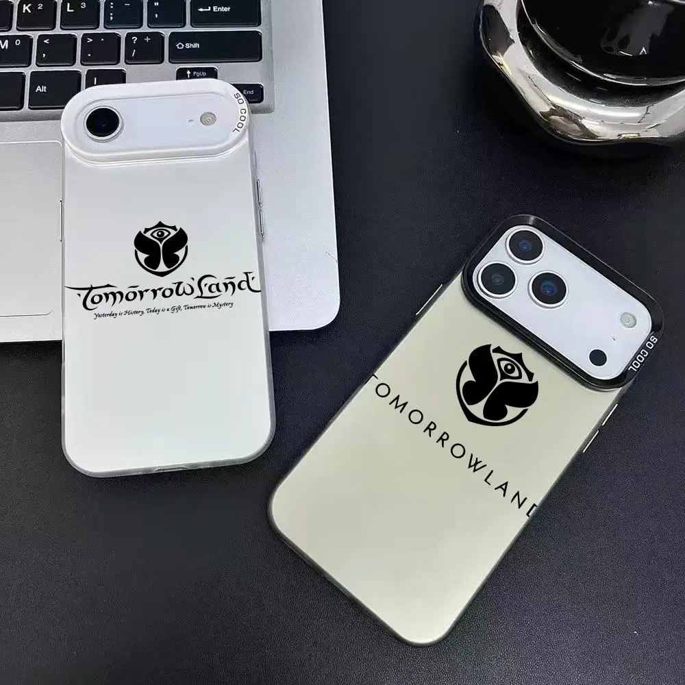 Custodia per telefono Festival musicale T-TomorrowlandS per iPhone 17 16 15 14 13 12 11 Pro Max Nero Viola Opaco Laser Metallico Aurora Funda