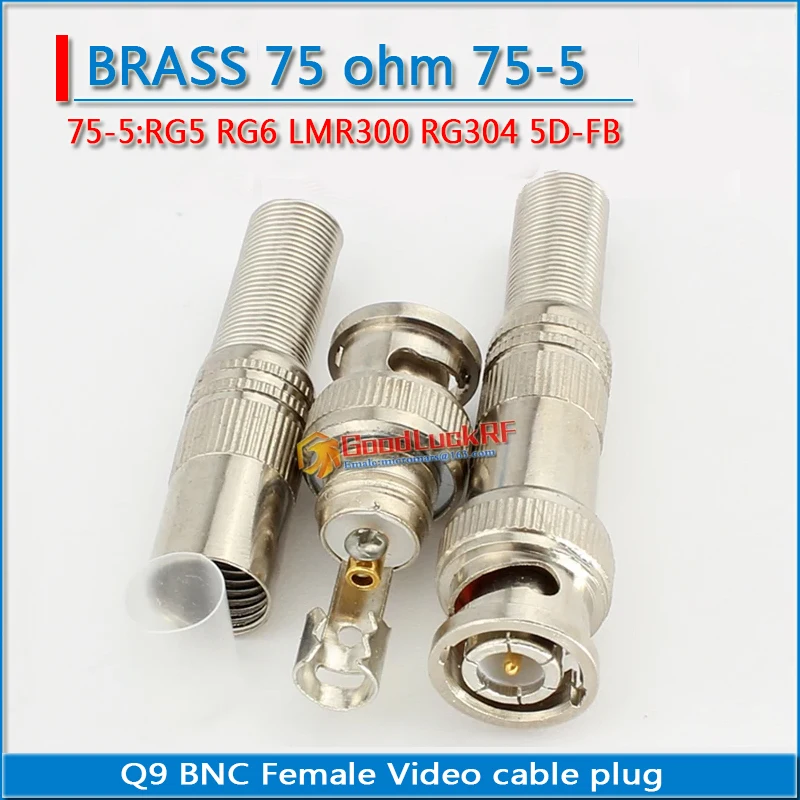 75ohm Q9 BNC Male SDI Ｗelding free Video RF Connector Socket Crimp for RG5 RG6 LMR300 RG304 5D-FB 0 Surveillance camera