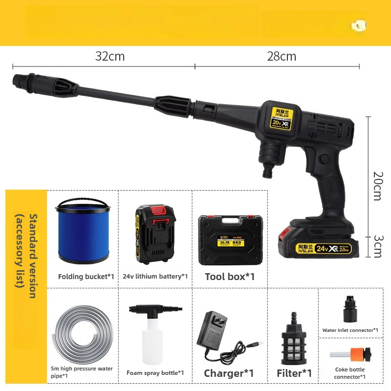 

Cordless Pressure Washer Power Tools Fit 24V Battery Portable High-Pressure Brushless Car Washer Gun