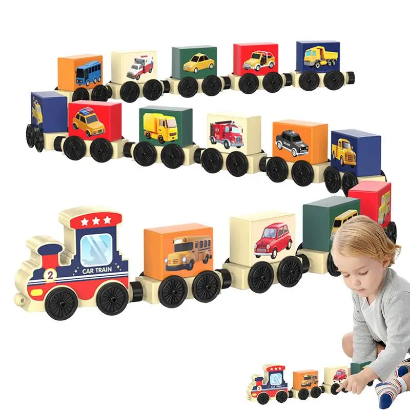 

Wooden Train Set Dinosaur Transportation Wooden Railway Toy Set Wooden Train Toys Montessori Educational Game for Kids Boys