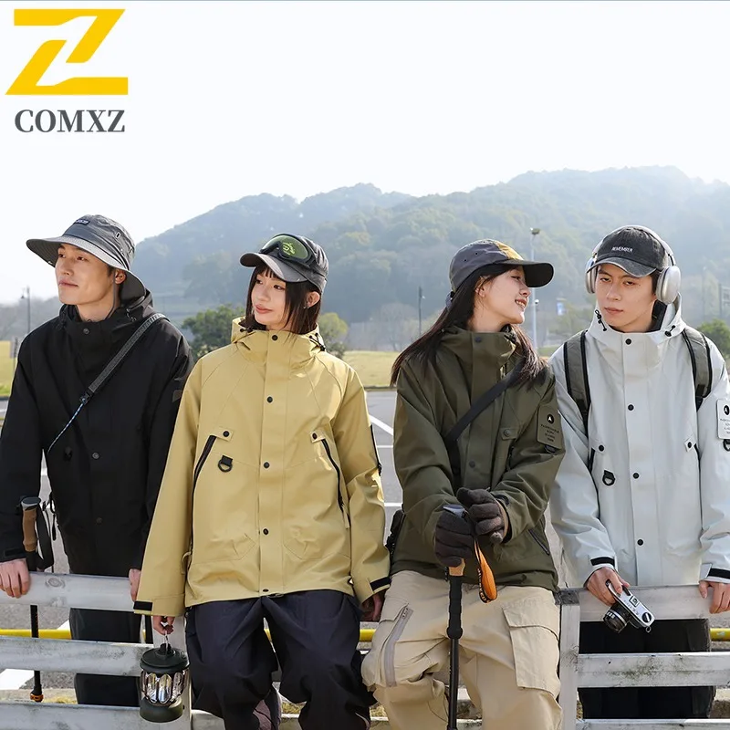COMXZ Unisex Down Jacket New Trendy Hooded Camping Warm Down Coat Casual Hiking Travel Cold Protection Autumn Winter Windbreaker
