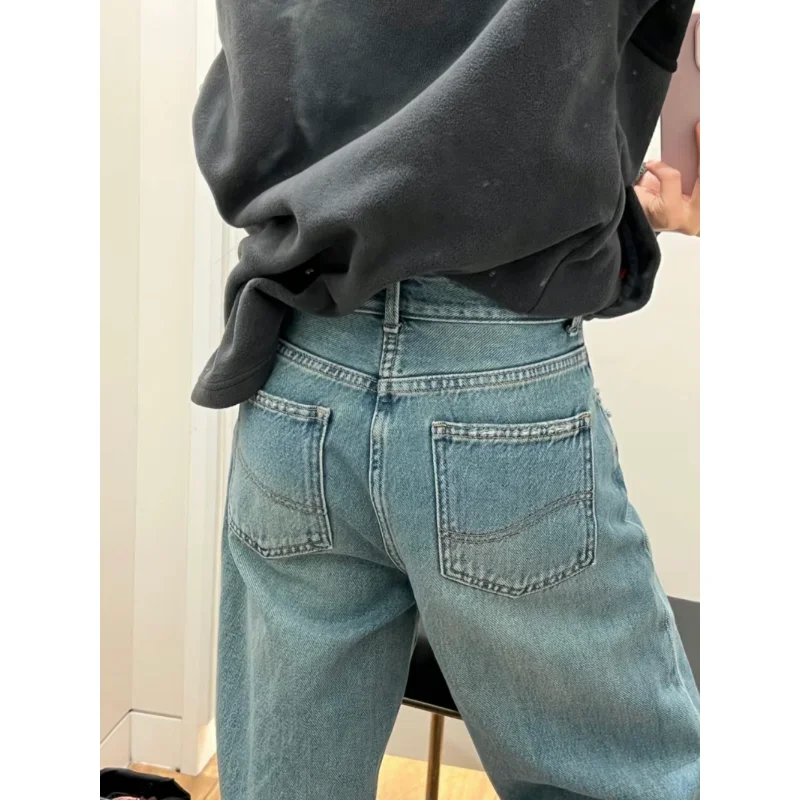 New Summer Y2k  Wide Leg Thin Jeans Women Vintage Streetwear Washed Denim Pants Basic Slouchy Blue Trousers  Femme