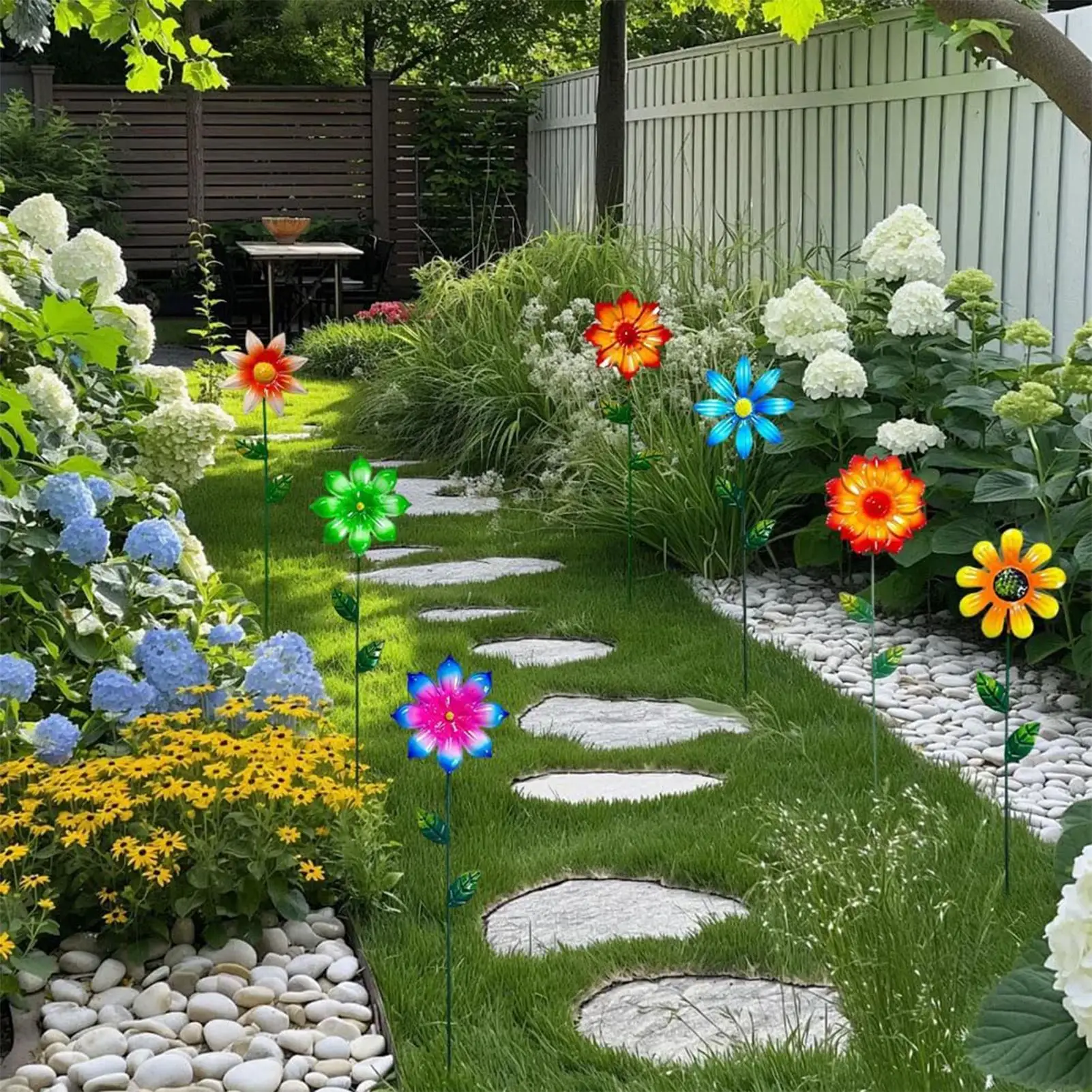 Decorative Garden Stakes 7 Pieces Metal Outdoor Flower Yard Decorations Outdoor Stakes For Landscape Lawn Ornaments Ground