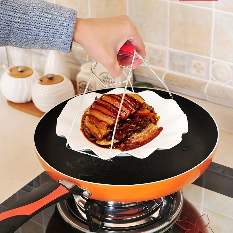 1pc Multifunctional Bowl Clip Clamp Gripper, Foldable Anti-Scald Plate Pot Holder, Indoor Outdoor Kitchen Tools