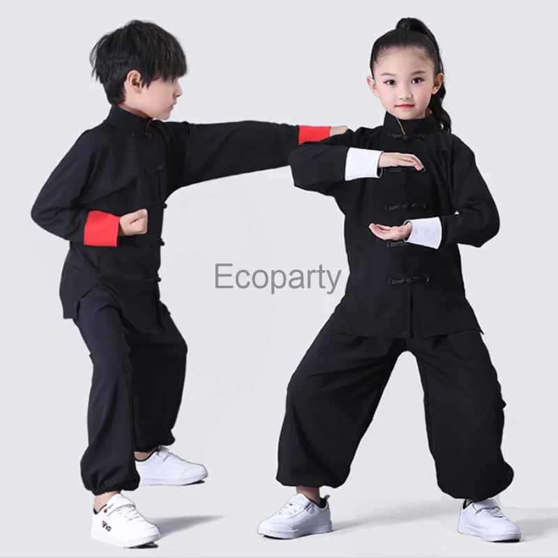 Neue Kinder Kung Fu Uniform Anzug traditionelle chinesische Wushu Kostüm für Jungen Mädchen Kinder Tai Chi Folk Bühne führen Outfits