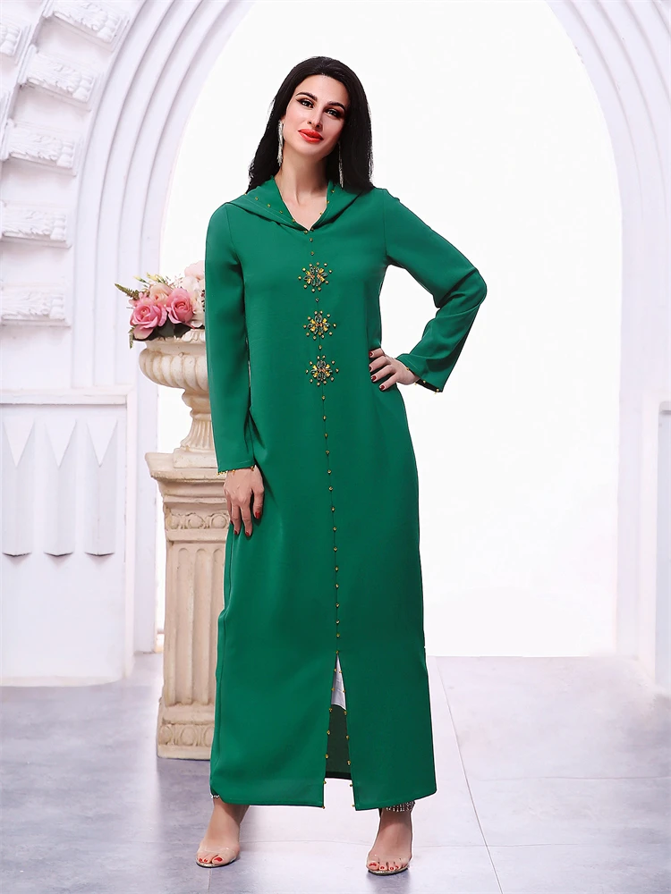 Ramadan Green Modest Abaya Damen Dubai Islam Muslim African Dresses For Women Kebaya Kaftan Robe Musulmane Caftan Marocain Femme