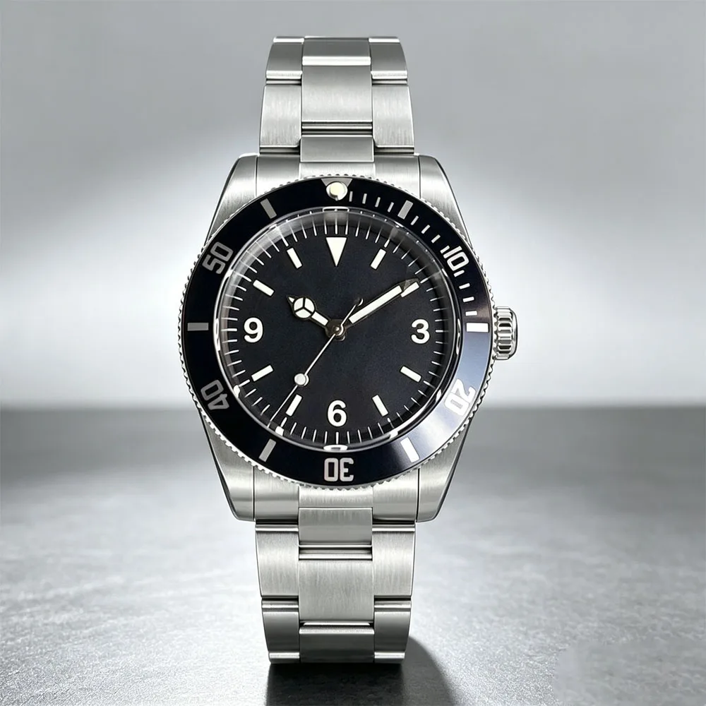 Tandorio 38mm Sapphire Glass 20ATM Black Vintage Diver Aluminum Bezel Luminous Japan NH35 PT5000 Automatic Movement Men Watch