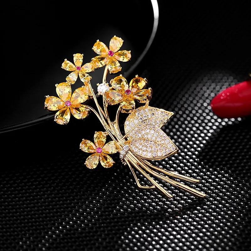 Exquisite Natural Pearl Camellia Brooch Pins Delicate Zircon Daisy Wheat Bouquet Broche for Women Clothing Corsage Decor view 3