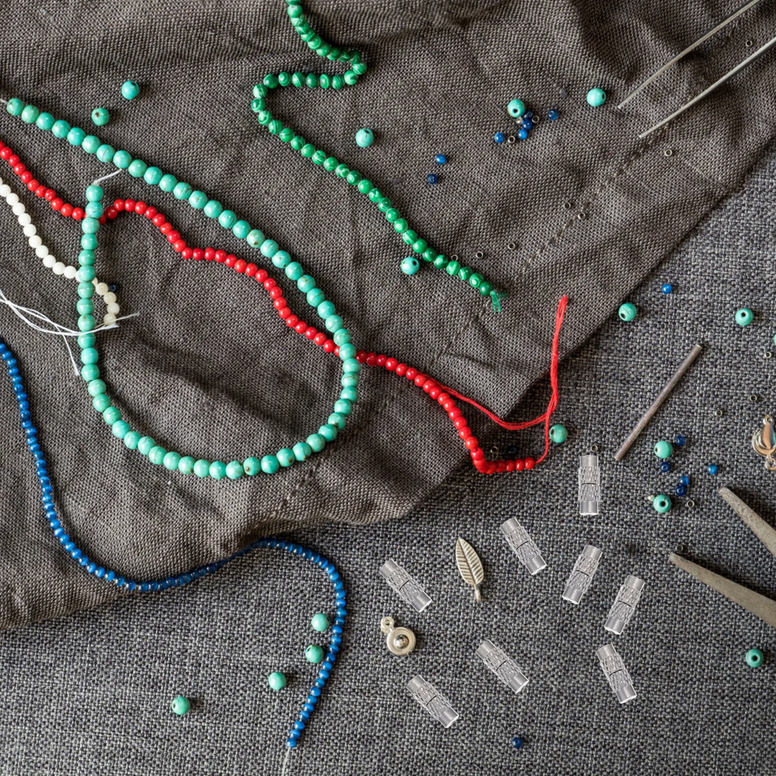 50개 수제 쥬얼리 엔드 팁 캡 스크류 클래스프 배럴 클로저 (팔찌 목걸이 끈 연결 부품용)