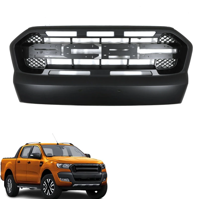 High Quality Letter Marked Black ABS Racing Front Grille Shock Resistant Easy Installation Auto Modify Fitting