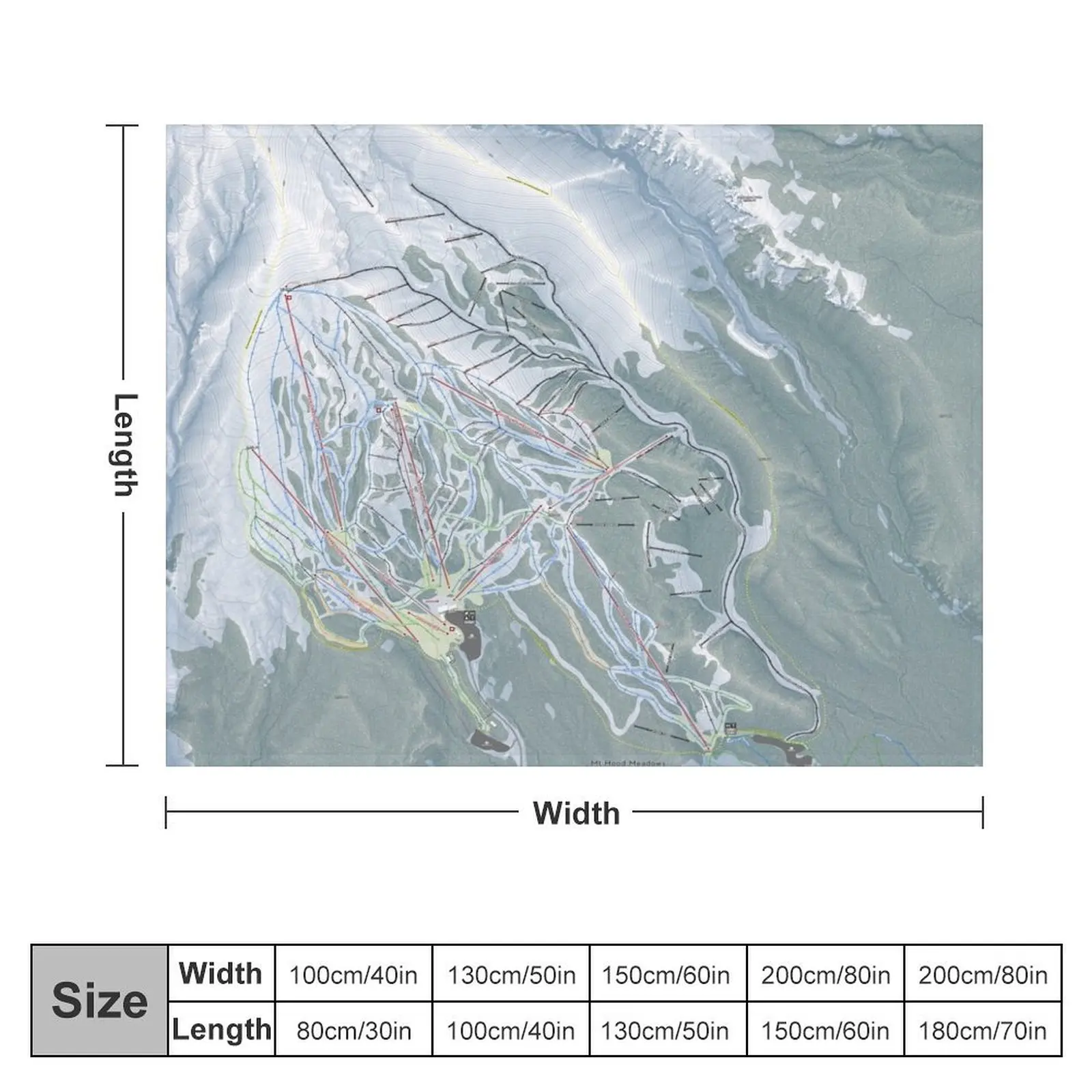 Mt Hood Meadows Resort Trail Map Throw Blanket Multi-Purpose Luxury Thicken Nap Blankets