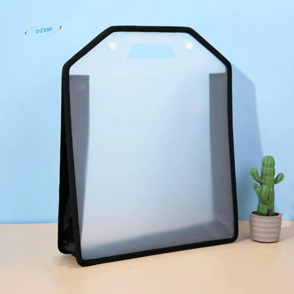 

Handle Transparent File Folder Portable Lightweight A4 File Storage Bag Document Tutoring Snap On Vertical File Pouch Students