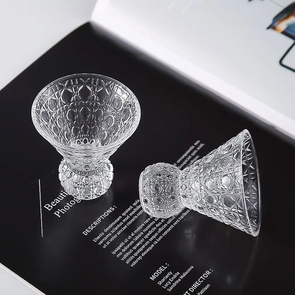 2025 New badminton wine glass, Gemstone patterned crystal glass cup, Small Cocktail glass, Household shot glass wine set, 2/5pcs