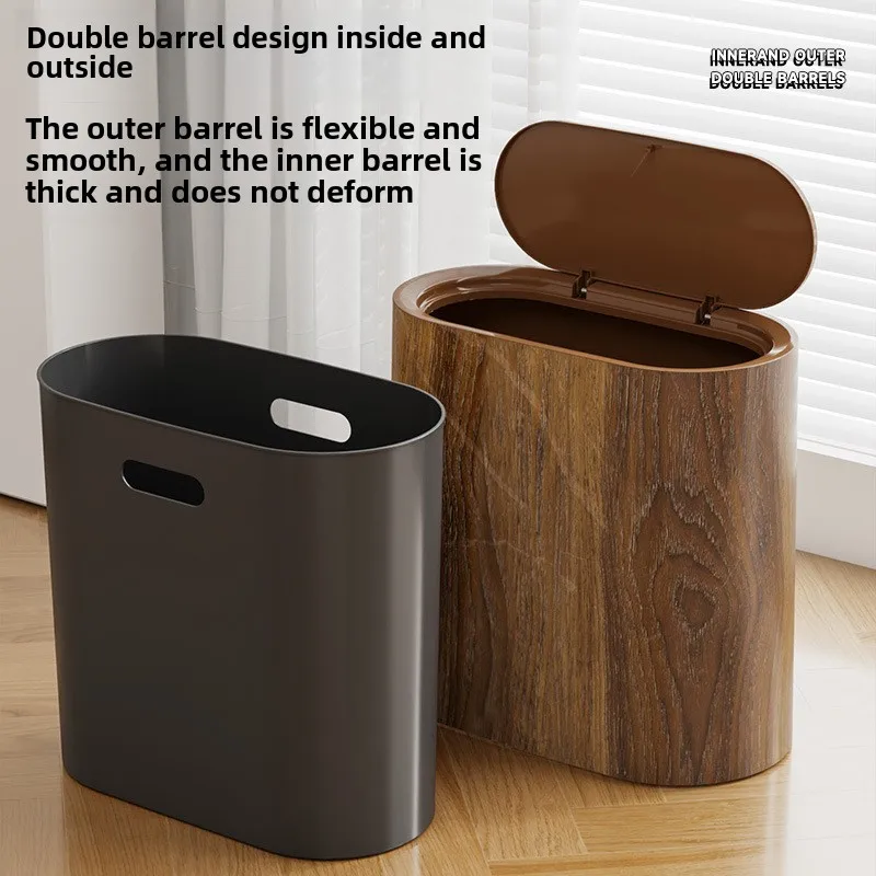 

Узкое мусорное ведро под дерево с крышкой - большая вместимость