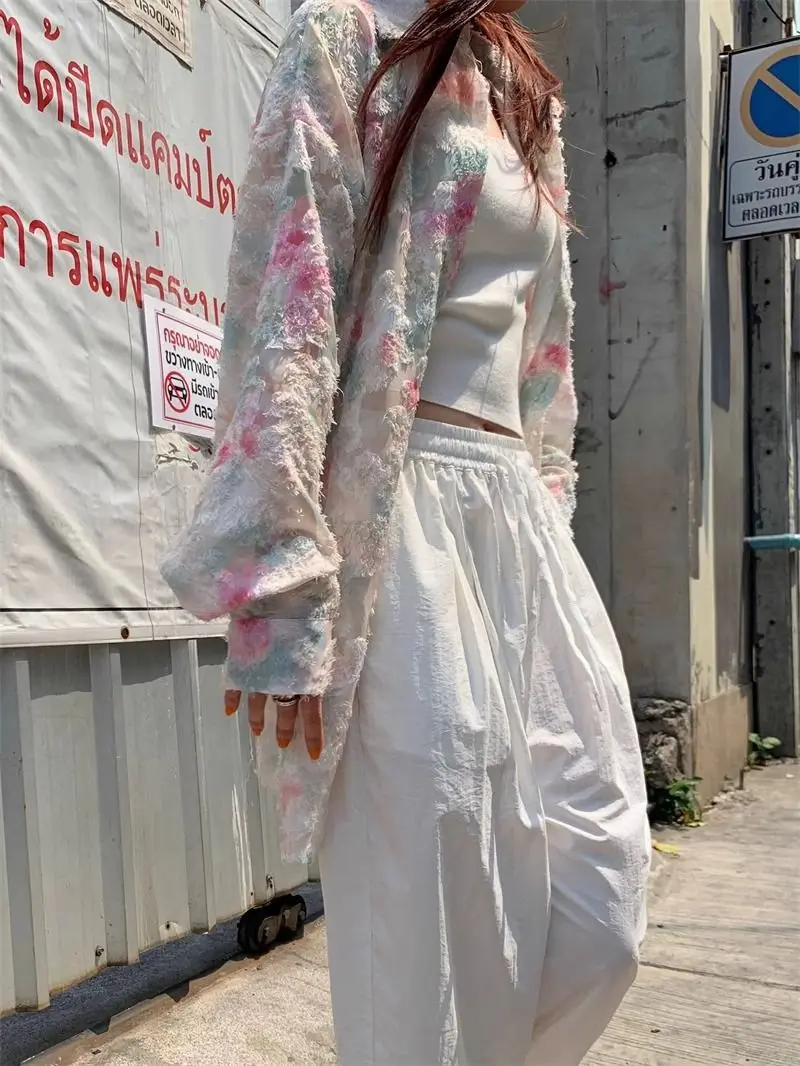 Women's Shirt Floral Print Mid-length Sunscreen Slim 2025 New Floral Design Long Sleeve Fit Button Up Top Summer