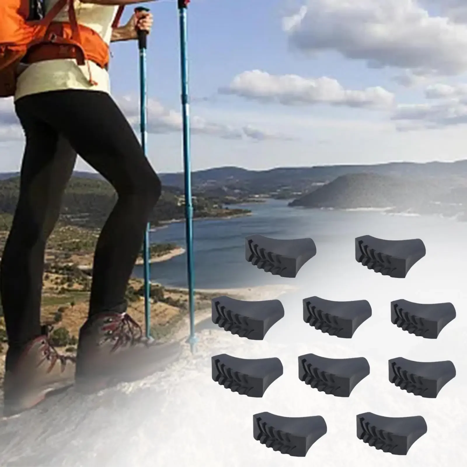 10Pc Trekking Stick Tips,Hiking Pole Tips Rubber,Anti Slip Boot Tips End  Replaces Walking Pole Tips  Hiking Sticks Mud