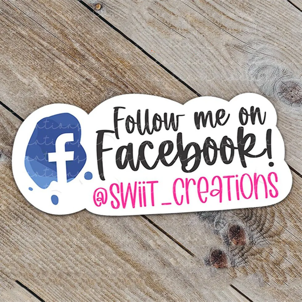 Custom Instagram Facebook Handle Sticker | Follow Me on Label for Packaging | Personalized Social Media Tag for Small Business
