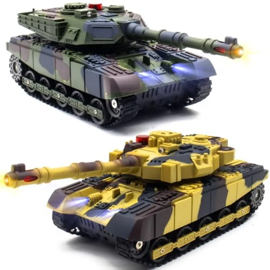 

RC Tank with Infrared Shooting 2.4GHz Remote Control Battle Tank Toy 360 Rotating Turret Auto Demo Sound Effects Lights Militar
