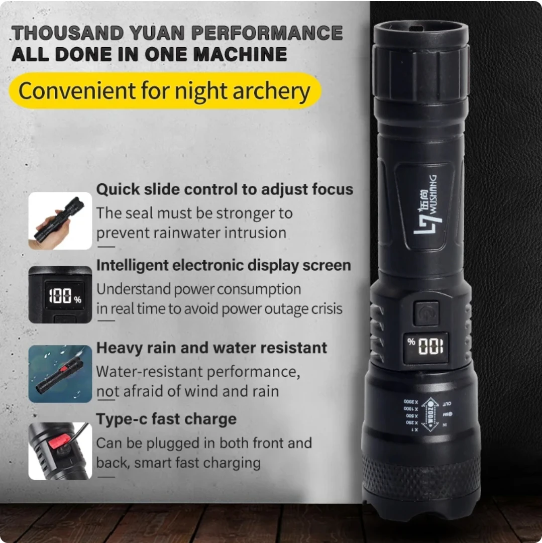 LED Ultra Powerful 18650 Flashlight Waterproof Lamp USB Rechargeable High Power Tactical Flashlights Telescopic Zoom Lantern