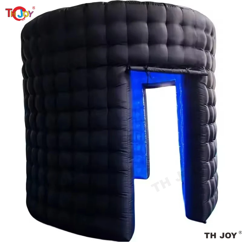 10ft gonflable boîte de nuit fête Cube tente conception ronde Photobooth toile de fond gonflable Led 360 Photo stand enceinte