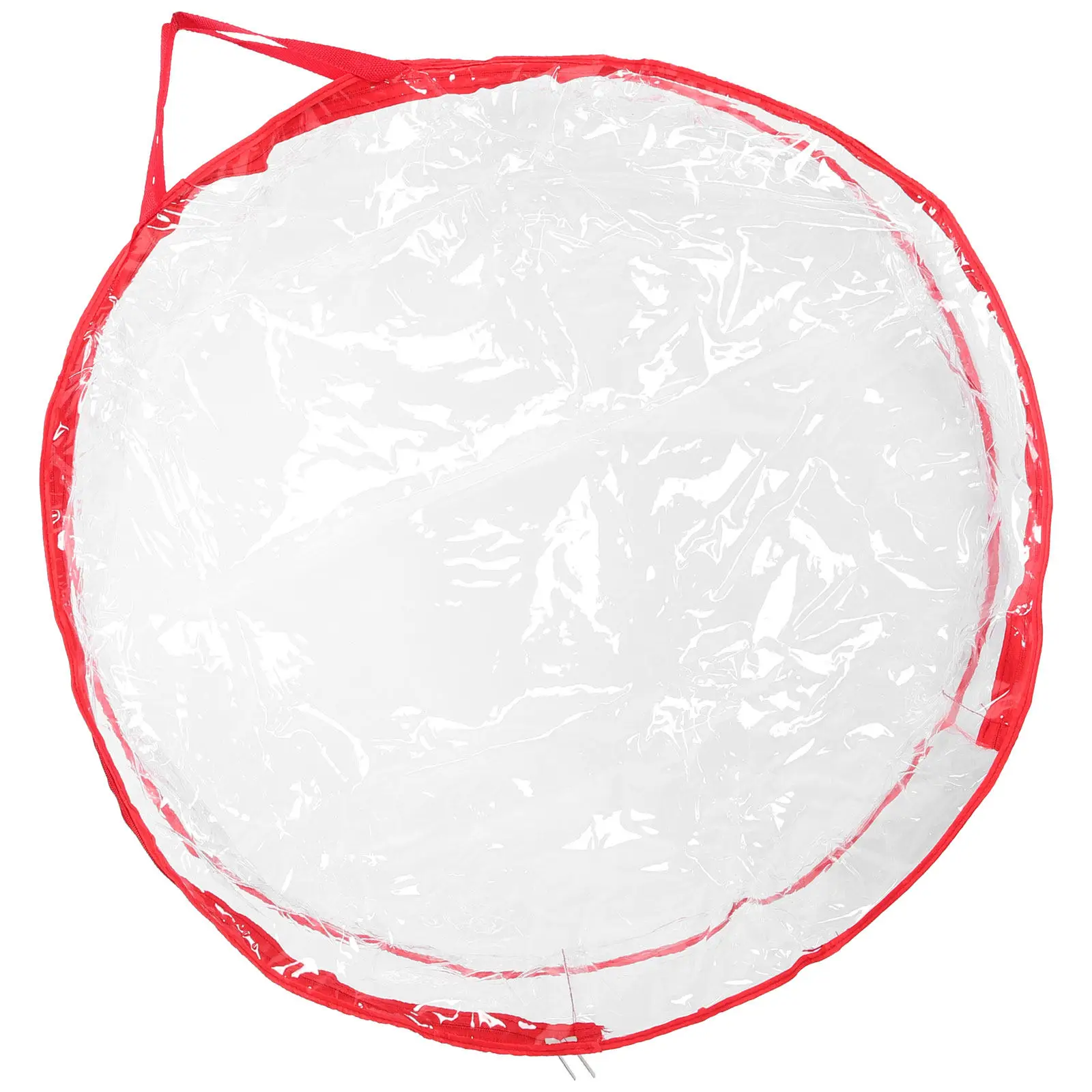 PVC Christmas Garland Storage Bag Large Capacity Round Wreath Holder with Handle Easy Carry Zipper for Wreath Gift Packaging