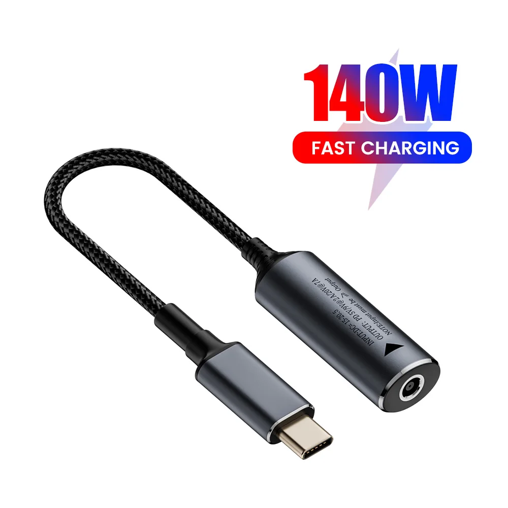 PD 140W DC to Type C Converter 5/9/20V 5.5X2.5 7.4X0.6 Power Adapter Square Mouth Mobile Phone for Lenovo/HP/Samsung