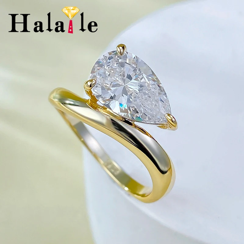 

Кольцо Halaile из стерлингового серебра 925 пробы с цирконом грушевидной огранки, высокоуглеродистый бриллиант, модные ювелирные изделия, женские элегантные помолвочные свадебные подарки