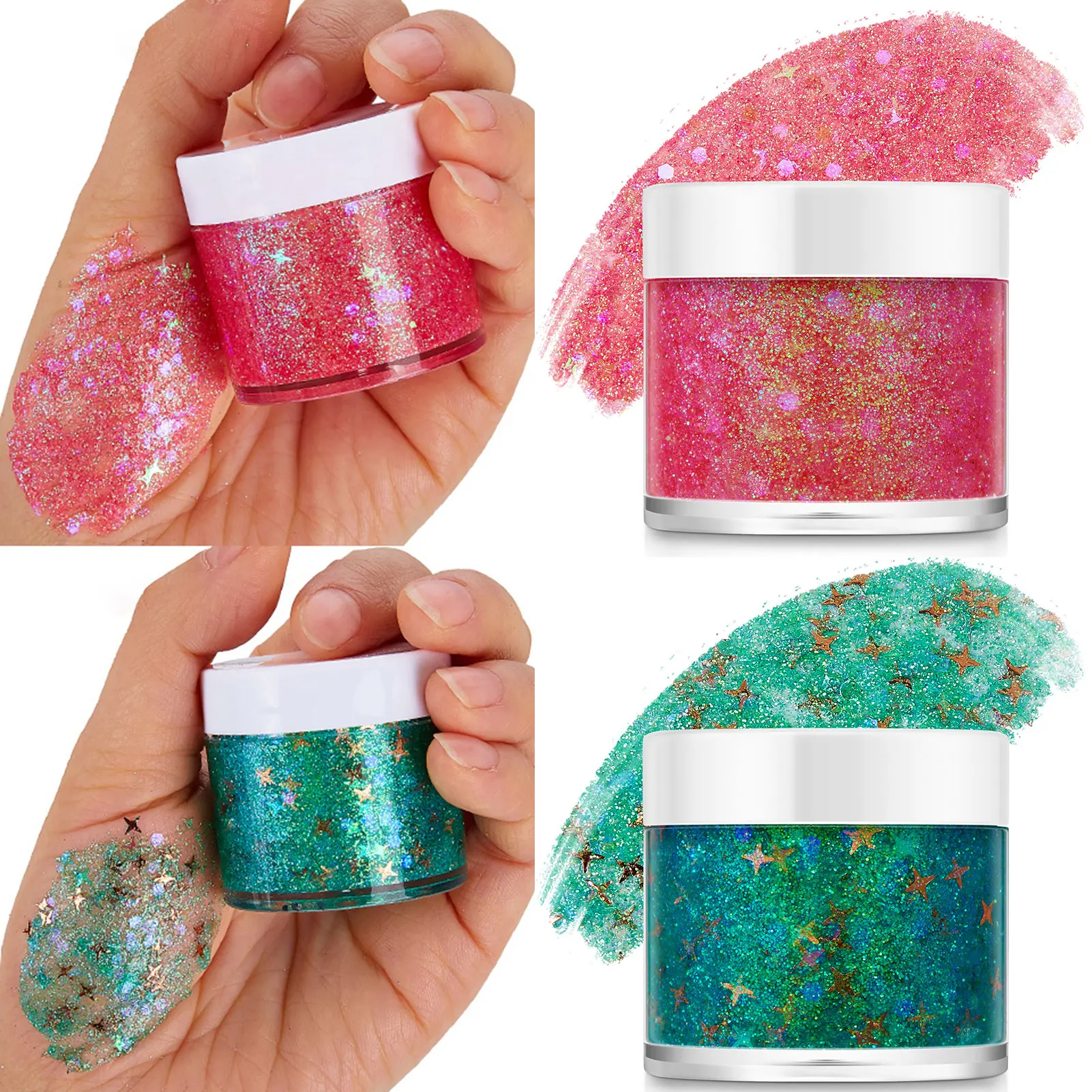 Poudre scintillante brillante pour le visage, le gel de carnaval, les yeux, les lèvres, les cheveux, le corps, les paillettes de Rotterdam, l'art corporel de scène, 36g