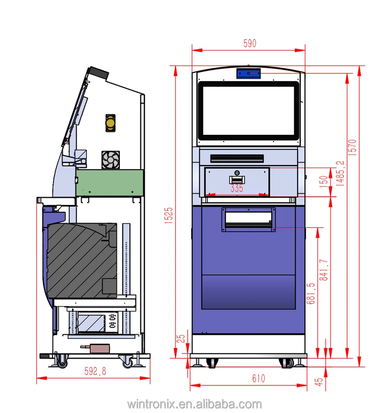 Indoor Self Service Terminal Ticket Collection Printing Barcode Reader 10-Point Capacitive Touch Screen Kiosk Printer Scanner