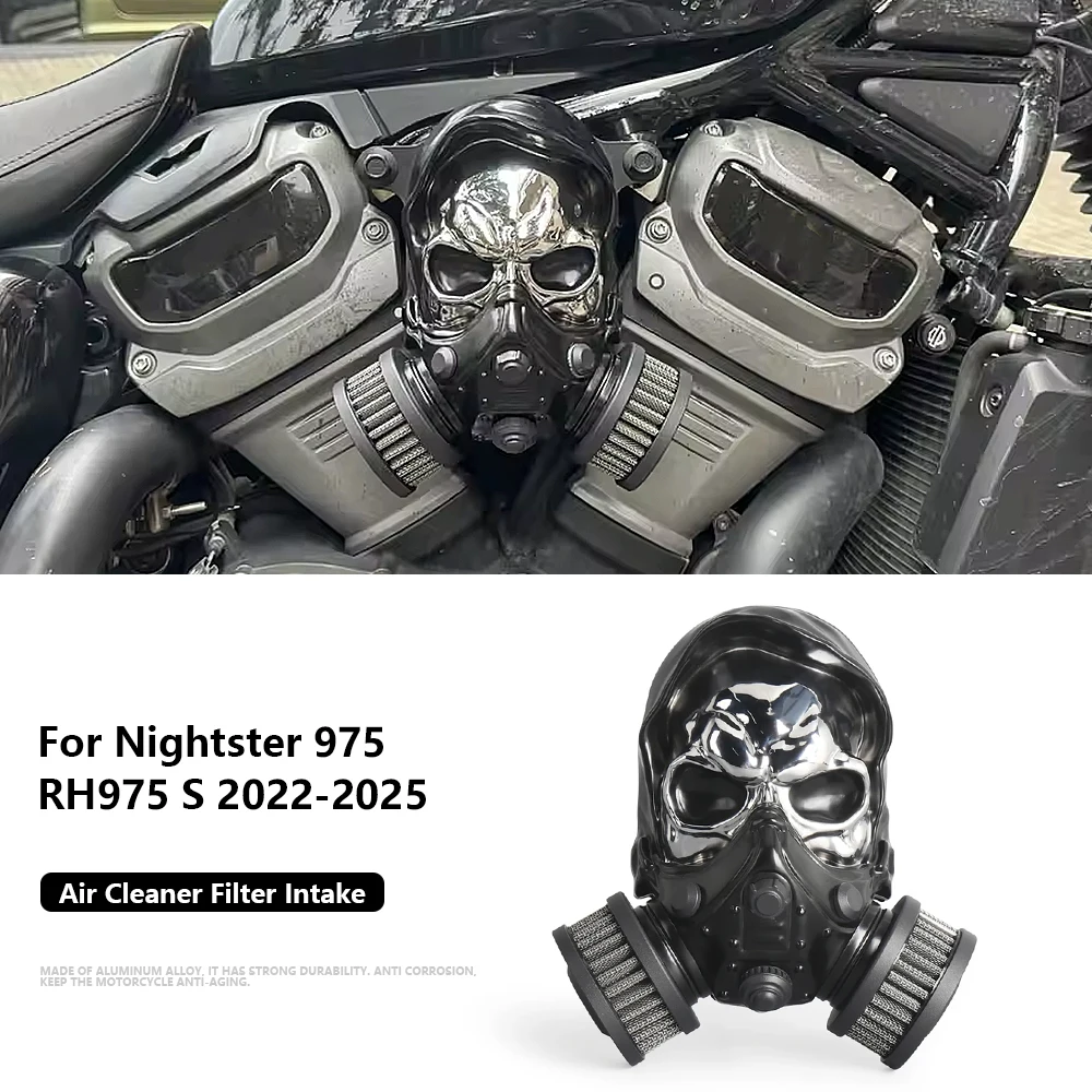 

Skull High-Flow Air Cleaner Kit For Nightster 975 RH975 S 2022-2025 2024 Aluminum-Magnesium Alloy Skeleton Filter Intake Filter