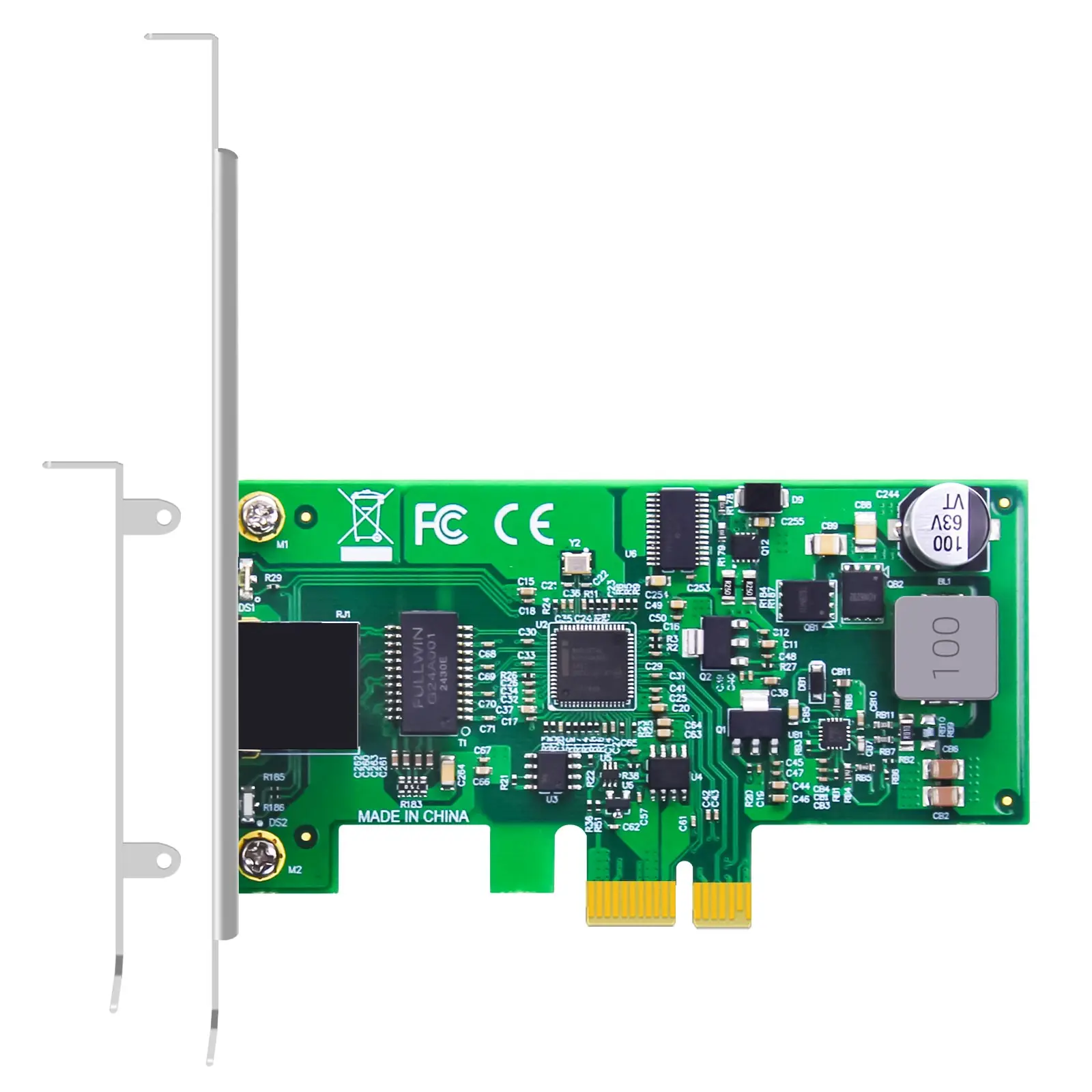 PoE+ Network Card, 10/100/1000Mbps Gigabit Ethernet RJ45 LAN Port, PCIE 1.1 X1 Interface, Regular & Low Profile Bracket