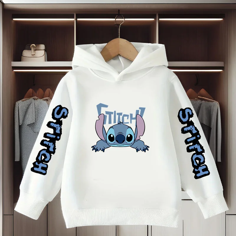 

Stitch Disney Hoodies Girl Clothes Sweatshirt Autumn Winter Long Sleeve Harajuku Kids Clothes Boys Stich Children Hooded Tops