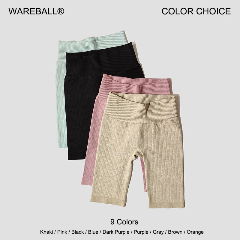 WAREBALL Bezszwowe damskie spodenki do jogi Fitness Spodenki treningowe z wysokim stanem Hip Push Up Spodenki do biegania do jogi Sportowe legginsy gimnastyczne