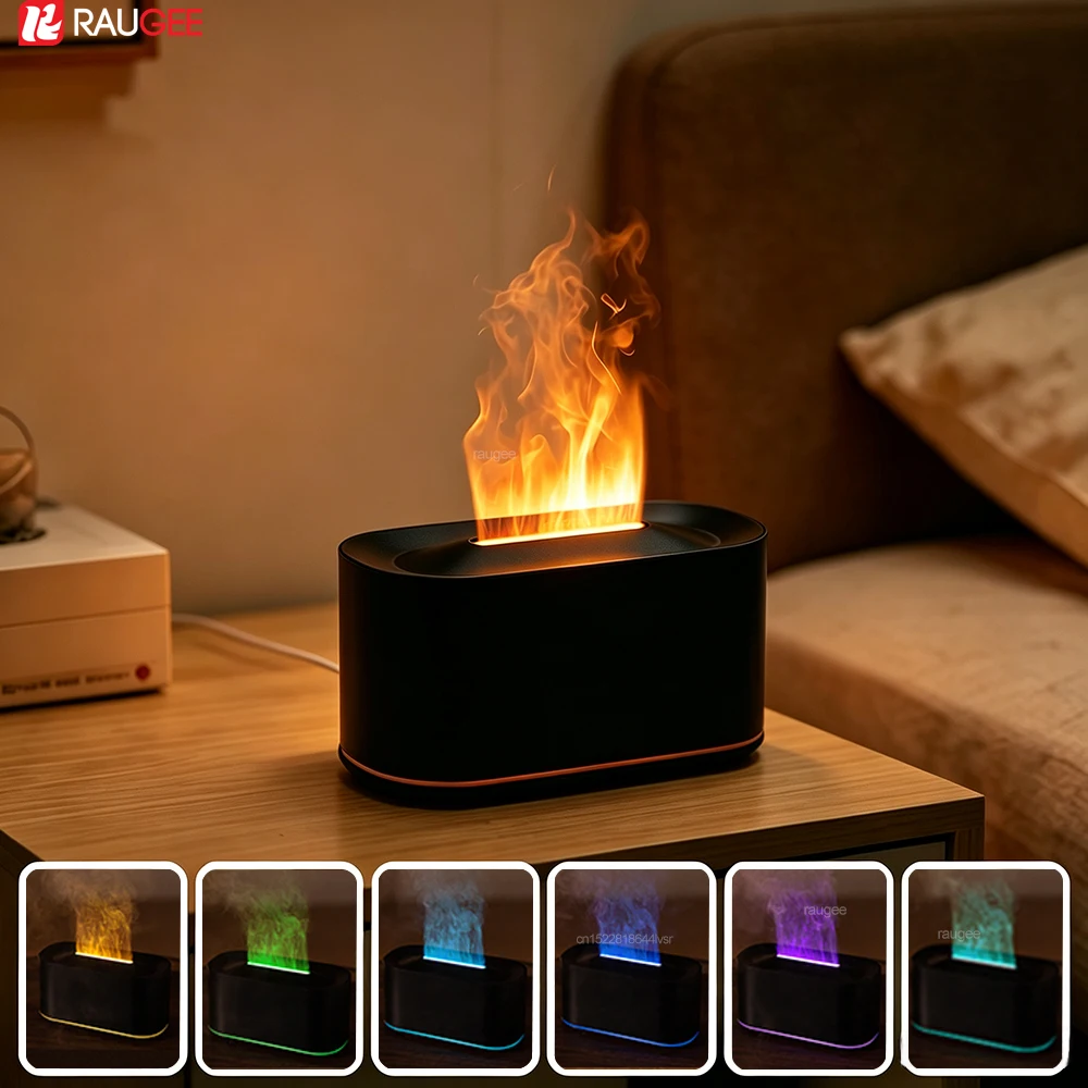 Flame Humidifier Aroma Diffuser Mini Essential Oil Diffuser for Home Room USB Fragrance Diffuser Humidifier with LED Night Light